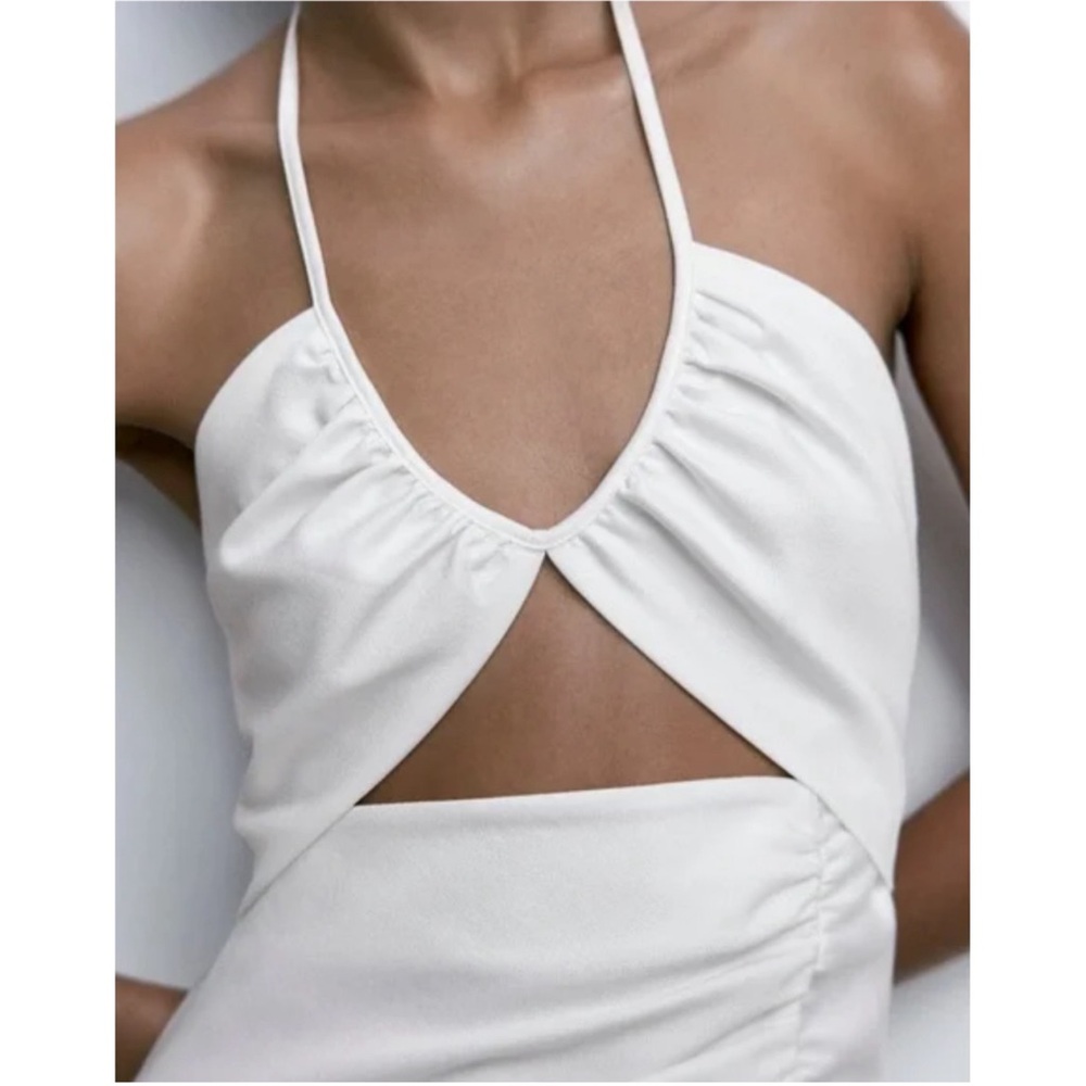 NEW ZARA White Halter Summer Mini Dress size XS ⭐️
